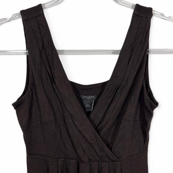 Y2K‎ Ann Taylor Espresso Brown V-Neck Midi Dress Size XS - Picture 2 of 4